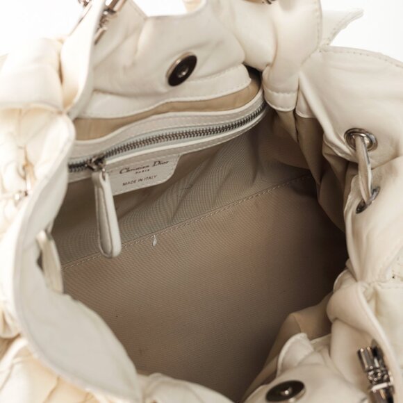 Christian Dior Le Trente White Cannage Leather Ruffle Tote - Picture 11 of 13